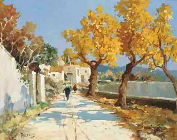 SPANISH IDYLL by Mary Georgina Barton, oil on board, sold Sep 2002