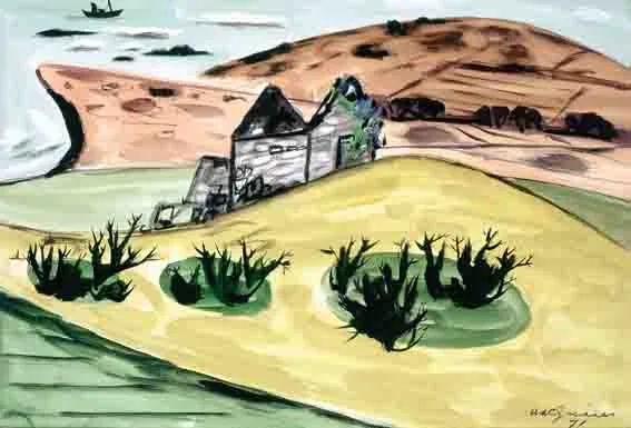 DESERTED COTTAGE by Norah McGuinness, watercolour and gouache, sold Sep 2002