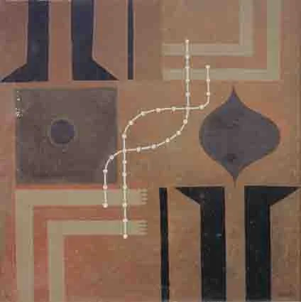 PRISONERS AND GUARDS by Colin Middleton, oil on canvas, sold Sep 2002