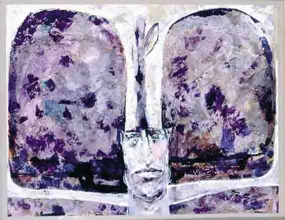 HEAD by Charles Harper, mixed media on paper, sold Sep 2002