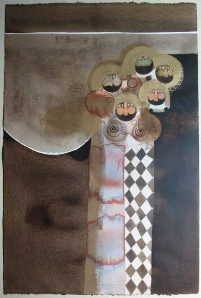 TAIN THEME X by Brian Ferran, watercolour and acrylic on paper, offered Sep 2002