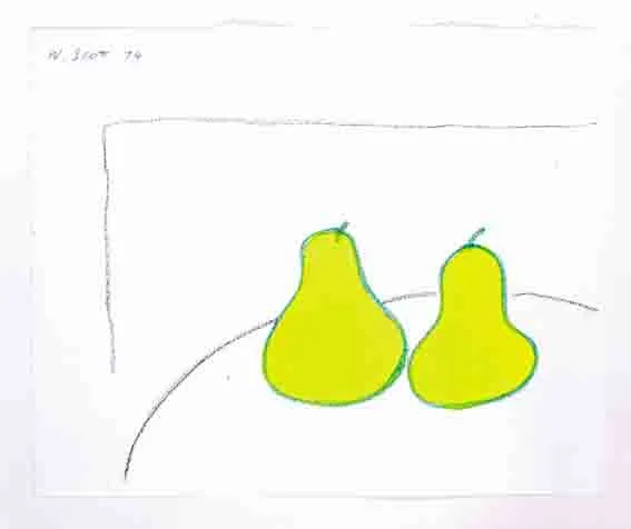 William Scott, TWO PEARS, wax crayon on paper