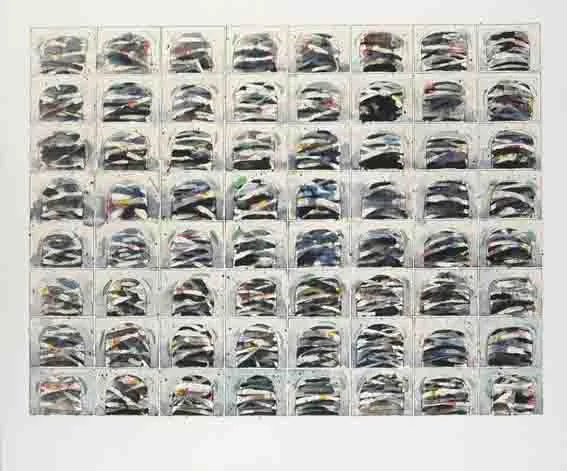 BANDAGED HEADS by Charles Harper, watercolour, pen and ink on Japanese paper, offered Sep 2002