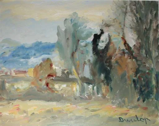 WINTER LANDSCAPE by Ronald Ossory Dunlop, oil on canvas, offered Sep 2002