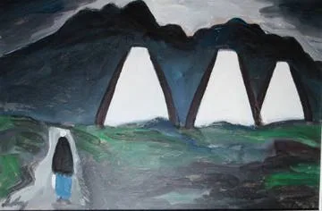 MOURNE MOUNTAINS by Markey Robinson, gouache on board, sold Sep 2002
