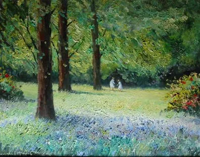 BLUEBELL TIME by Norman J. McCaig, oil on canvas board, sold Sep 2002