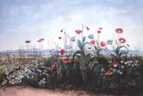 Andrew Nicholl, VIEW OF CARLINGFORD LOUGH AND THE MOUNTAINS OF MOURNE THROUGH A BANK OF POPPIES