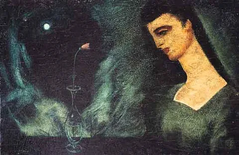 Daniel O'Neill, RED FLOWER SLEEPING, oil on baord