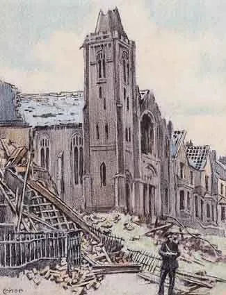 AFTER THE BLITZ, BELFAST by William Conor, oil crayon, offered Mar 2001