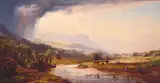 John Faulkner, LANDSCAPE WITH VIEW TOWARDS TOWN AND GRAZING CATTLE IN FOREGROUND