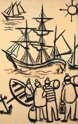 THE CHARTERED COURSE II by Markey Robinson, gouache on paper, sold Mar 2001