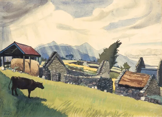 KILLARNEY MOUNTAINS 1942 by Harry Kernoff, watercolour and pencil, sold Oct 2000