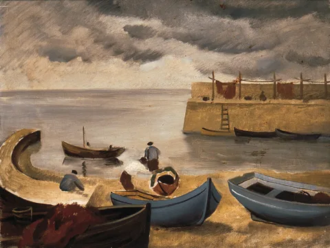 Joan Jameson, THE JETTY AND BOAT COVE, ARDMORE, COUNTY WATERFORD, oil on canvas