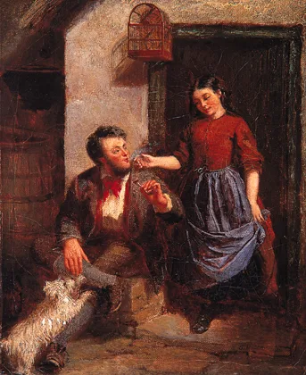Samuel McCloy, A COUPLE WITH A DOG, oil on canvas