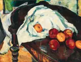 May Guinness, STILL LIFE WITH APPLES AND A WHITE CLOTH