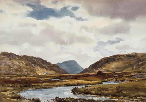 CULFIN RIVER, CONNEMARA by Frank Egginton, watercolour, offered Oct 2000