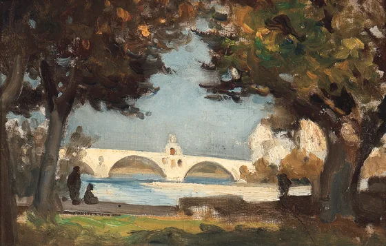 RIVER SEINE by William Crampton Gore, oil on panel, offered Oct 2000