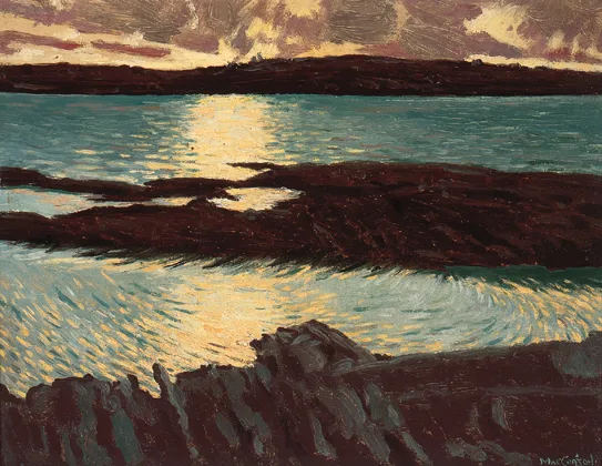 KERRY SUNSET by Maurice MacGonigal, oil on board, sold Oct 2000