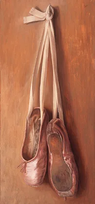 BALLET SHOES II by Stuart Morle, oil on board, sold Oct 2000