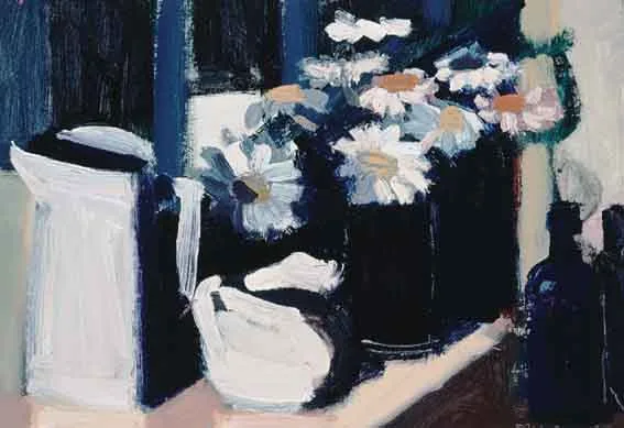 BLUE BOTTLE by Brian Ballard, oil on canvas board, sold May 2002