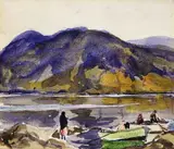 James Humbert Craig, GALWAY FISHERFOLK AT LEENANE and DONEGAL LANDSCAPE WITH TURF-STACKS IN FOREGROUND [A PAIR]