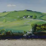 Carey Clarke, HILLSIDE FARM WITH STONY STREAM IN FOREGROUND
