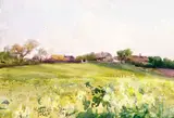 Mildred Anne Butler, VIEW OF COTTAGES ACROSS SUMMER FIELDS