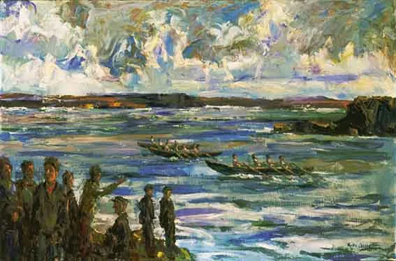 THE REGATTA by Robert Taylor Carson, oil on canvas, sold May 2002