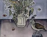 Patrick Swift, STILL LIFE WITH STUFFED WOODCOCK AND VASE OF FLOWERS
