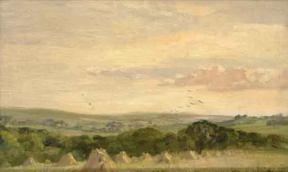 THE HAYFIELD by Dermod O'Brien, oil on canvas, sold May 2002