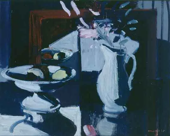 FLOWERS IN JUG by Brian Ballard, oil on board, sold May 2002