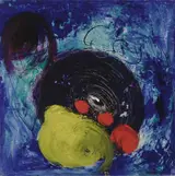 Michael Mulcahy, RED, YELLOW AND BLACK CIRCLES ON BLUE