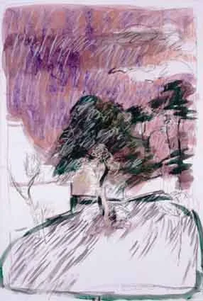 POLLING LANDSCAPE by Brian Bourke, mixed media on paper, offered May 2002