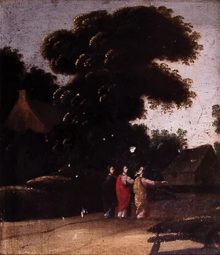 ROAD TO EMMAUS by Govaert Flink, oil on panel, offered Jun 2000
