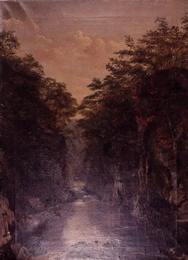 WATERFALL by Claude Speechly, oil on canvas, unframed, offered Jun 2000