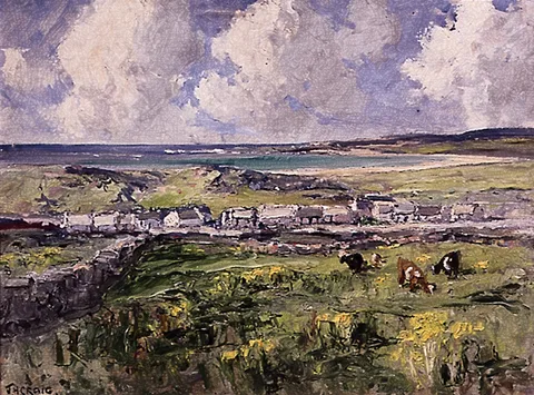 James Humbert Craig, COASTAL VILLAGE, oil on board
