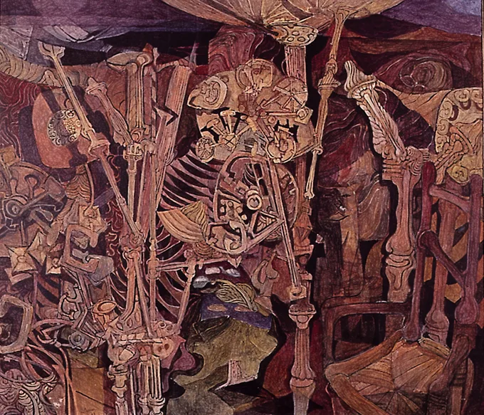 THE SILENT OBSERVER by Nevill Johnson, oil on board, offered Jun 2000