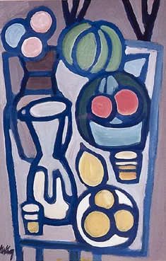 STILL LIFE - FRUIT AND JUG by Markey Robinson, gouache, sold Jun 2000