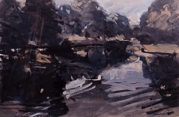 ON THE LAGAN by Brian Ballard, oil on board, offered Jun 2000