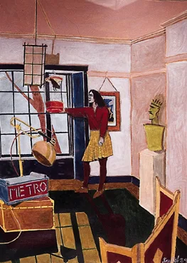 Graham Knuttel, THE LIVING ROOM, watercolour, heightened with white
