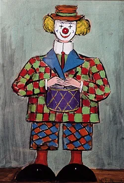 CLOWN by Gladys Maccabe, oil on board, sold Jun 2000