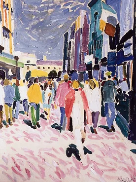 ANGLESEA MARKET, DUBLIN by Tom Cullen, oil on canvas, sold Jun 2000