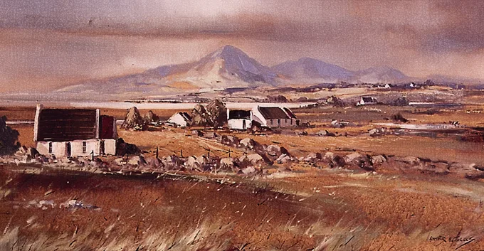 Arthur H. Twells, MOUNTAINS OF MOURNE FROM CLOUGH, COUNTY DONEGAL, oil on canvas