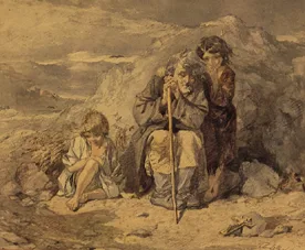 A. Tripp, FAMINE SCENE, watercolour