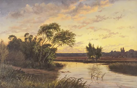 John Horace Hooper, ON THE THAMES, oil on canvas