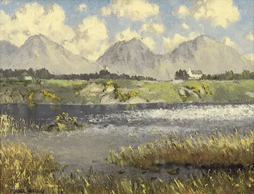 WICKLOW MOUNTAINS by Mabel Young, oil on canvas board, offered Mar 2000