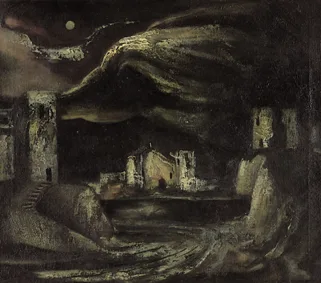INVENTED LANDSCAPE by Daniel O'Neill, oil on canvas, sold Mar 2000