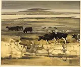 Cecil Maguire, LANDSCAPE WITH CATTLE