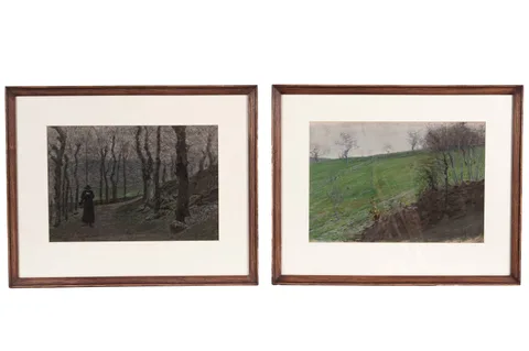 George Sherwood Hunter, A pair of landscape scenes, pastel