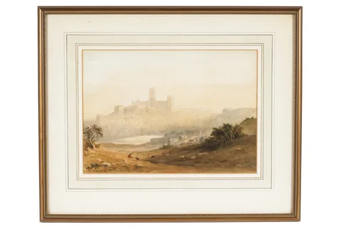 John Varley, View of Durham Cathedral, watercolour and pencil